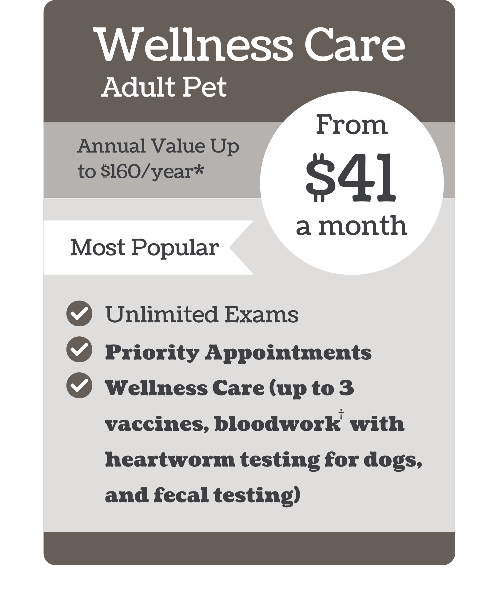 St Francis VC VIPet Plan_pricing_Wellness_Rustic